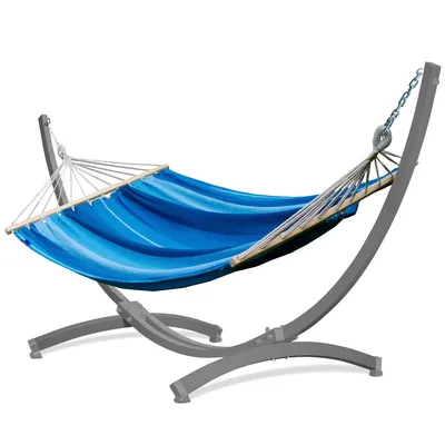 Produktbild von Potenza Outdoor Hängematte mit Verzinkter Tytan Gestell für 2 Personen I Stabhängematte XXL 220x160, 200kg I Grau Hängemattengestell 350 kg Wetterfest