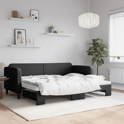 Image de Maison Exclusive - Canapé-lit convertible noir 80 x 200 cm en tissu