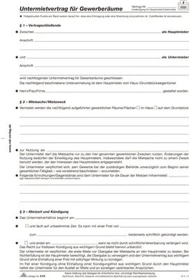 Obrázek produktu pro 10x RNK Verlag 519 Smlouva o podnájmu nebytových prostor, 4 strany, přeložená do formátu DIN A4