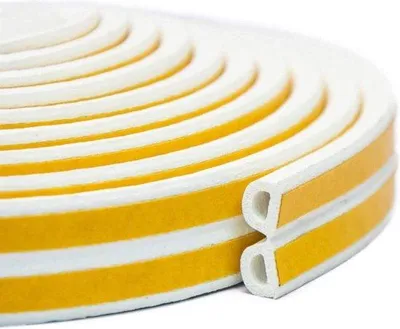 Image de Bande isolante en mousse autocollante - Joint pour fenêtres et portes (profil en D 9 mm x 6 mm / 20 m, blanc)