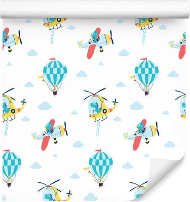 Produktbild von 10m VLIES TAPETE Rolle Kinderzimmer Flugzeuge Luftballons Krokodile XXL