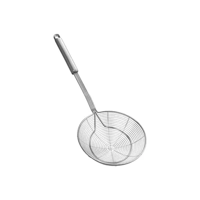 Produktbild von Sieb, Schaumlöffel, Suppenkelle aus Edelstahl, Sieb, 13,5 cm Durchmesser, zum Kochen und Braten, silberfarben.
