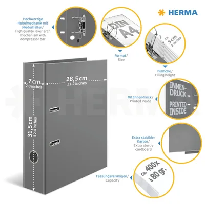 Produktbild von HERMA 20101, A4, Lagerung, Karton, Mehrfarbig, 7 cm, 1 Stück(e)