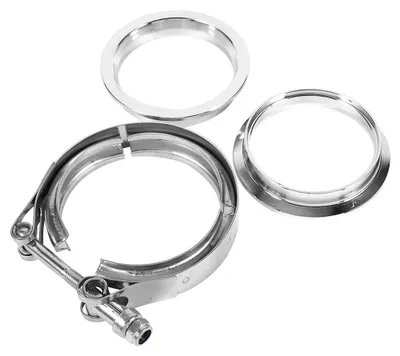 Image de Collier de serrage V-Band de 76 mm (3 pouces) en acier inoxydable pour échappement, avec bride - Durable et facile à installer