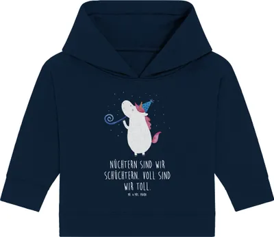 Produktbild von Mr. & Mrs. Panda Organic Baby Hoodie Einhorn Party 12. - 18. Monat - French Navy - Geschenk, Disco, Fest, Kapuzenshirt, Kapuzensweatshirt, Club, Geburtstag, Feier