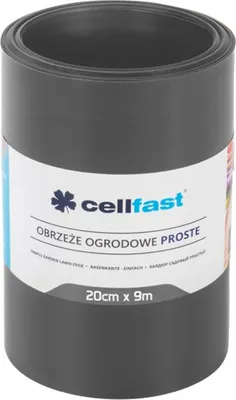 Produktbild von Cellfast Rasenkante, Kunststoff, Graphit, 20cm x 9m, glatt, Beeteinfassung, Wurzelsperre, wasserdicht, elastisch, UV-beständig