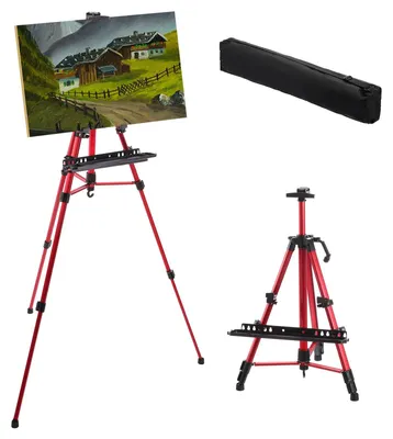 Staffelei, höhenverstellbar 50–150 cm, Metall-Stativ, mit Schublade