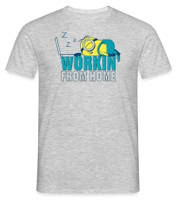 Produktbild von Spreadshirt Minions Stuart Homeoffice Despicable Me Männer T-Shirt, M, Grau meliert