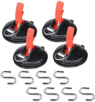 Produktbild von 4pcs Auto-Saugnäpfe mit 8 S-Haken, multifunktionaler Saugnapf, Ankerwerkzeug, Autohalterung, Gepäckplanen, Zelte, Autospanner (4pcs)