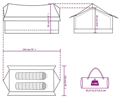 Produktbild von vidaXL Campingzelt 2 Personen Blau Wasserfest
