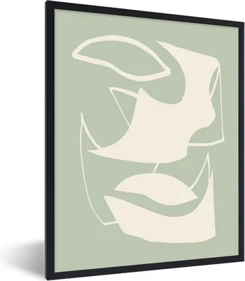 Produktbild von MuchoWow® Gerahmtes Poster Formen - Abstrakt - Grün 60x80 cm - Poster mit Schwarzem Bilderrahmen Wandposter Rahmen Foto Bilder - Premium - Wanddeko Wohnzimmer