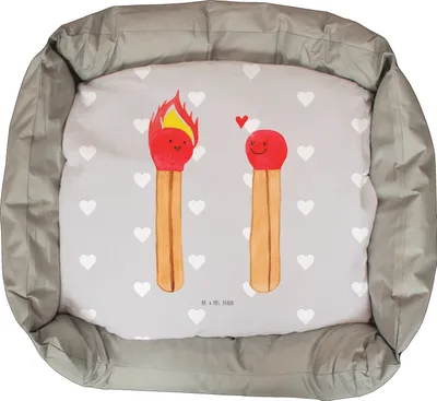 Produktbild von Mr. & Mrs. Panda Katzenkorb Streichhölzer - Grau Pastell - Geschenk, Katzenliege, Katzenplatz, Liebesbeweis, Katzensofa, Katzenkissen, Freundin, Katzenbett