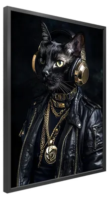 Immagine prodotto di STYLER, quadro decorativo da parete, 50x70 cm, immagine di un gatto, decorazione per la casa, poster, quadro con cornice, arte da parete, ideale per soggiorno e camera da letto, design elegante