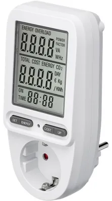 Productafbeelding van Goobay 64590 Digitaal energieverbruiksmeter Pro, wit-grijs - voor het meten van het energieverbruik van elektrische huishoudapparaten