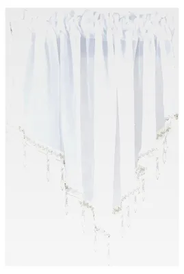 Produktbild von Scheibengardinen mit Quasten Voile Kurzstore Küchengardine 130cm x 60cm - Weiß