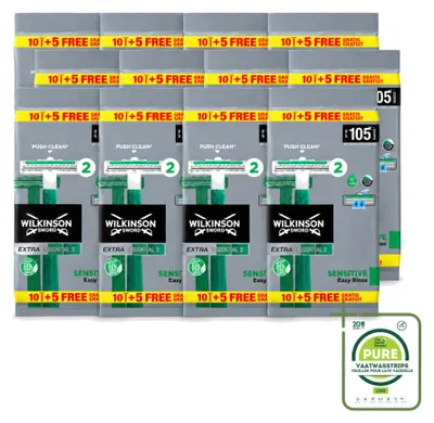 Immagine prodotto di 12 rasoi usa e getta Wilkinson Extra 2 Sensitive – confezione grande – 12 pezzi