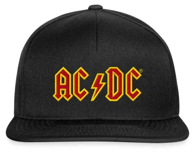 Produktbild von Spreadshirt AC/DC In Rot Und Gelb Stick Snapback Cap, One size, Schwarz/Schwarz