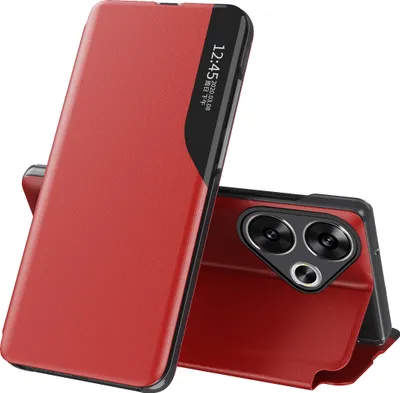 Produktbild von Dünn Flip Stand Cover Kunstleder Schutzhülle für Xiaomi Poco F6 /Redmi Turbo 3 Rot