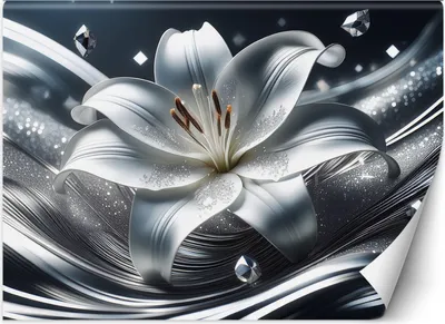Produktbild von Vlies fototapete Silberne Lilienblüte 250x175 cm Feeby Silber inkl. Kleber einfache Montage