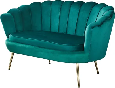 Produktbild von SalesFever Muschel-Sofa | Bezug Samt-Stoff | Gestell Metall goldfarben | B 136 x T 77 x H 78 cm | grün