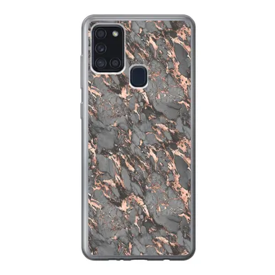 Produktbild von MuchoWow® Handyhülle Schutzhülle Hülle für Samsung Galaxy A21s Marmor - Rose - Grau - Muster Silikon Softcase Handy Hülle - Hartschale