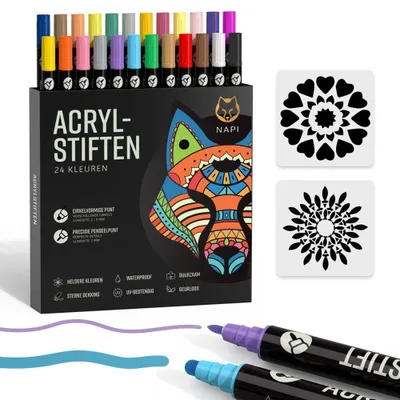 Produktbild von Napi Acrylstifte mit Doppelspitze, 24 Farben