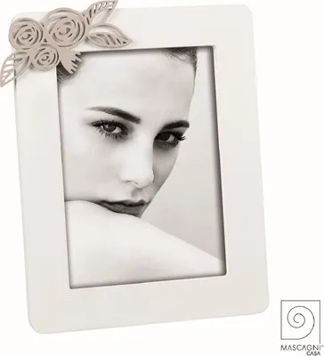 Immagine prodotto di Mascagni A1645 Cornice portafoto laccata in MDF taglio laser rose bianche 13x18 cm