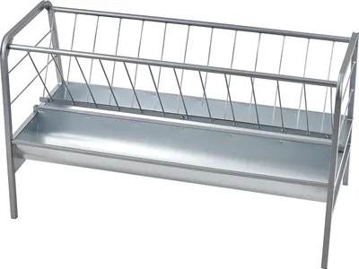 Zdjęcie produktu dla SucceBuy Livestock Hay Feeder, 80 galonów, podajnik ziarna i siana 2 w 1, 59-calowy podajnik siana dla kóz, wytrzymała stalowa, głęboka miska na paszę dla owiec i stodół, do użytku na pastwiskach