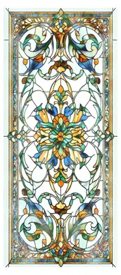 Produktbild von Sichtschutzfolie im Vintage-Buntglas-Stil, statisch haftend, dekorativer Glasaufkleber für Schrank-, Badezimmer- und Küchentüren