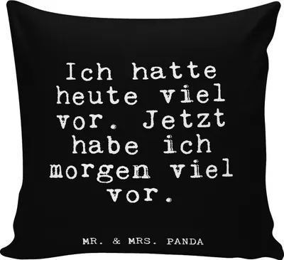 Produktbild von Mr. & Mrs. Panda kissen für sofa Ich hatte heute viel... - Schwarz - Geschenk, lustig, Kuschelkissen, Glizer Spruch Sprüche Weisheiten Zitate Weisheit Worte, 40x40, zier
