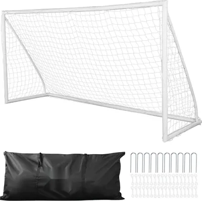 Image de But de football professionnel - But de football d'extérieur - But de football portable - Qualité stade - Mur de but sportif d'extérieur - Adultes & enfants - Entraînement de football de jardin - 371 x 121,5 x 183 cm