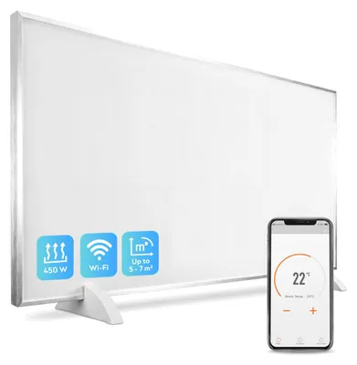 Produktbild von Infrarot-Heizpaneel, 450 W, weiß, für Wandmontage, elektrisch, mit intelligenter App-Steuerung, für Innenbereich