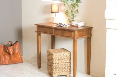 Image de API - Bureau marron bois Teck 2 tiroirs