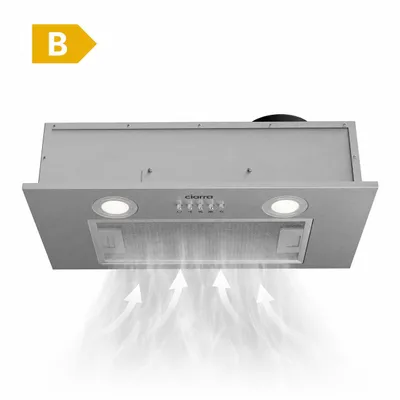 Produktbild von CIARRA Einbau-Dunstabzugshaube 52 cm, Edelstahl, Umluft/Abluft, 3 Leistungsstufen, LED-Beleuchtung, Drucktasten,, KI-generiertes Bild