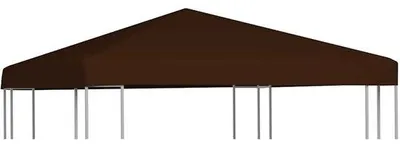 Image de Toit de rechange pour abri de jardin - 3 x 3 mètres - Marron - 310 g/m² - 100 % imperméable avec revêtement en PVC - Toile de couverture pour gazebo - 16 attaches adhésives incluses