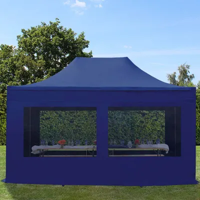 Produktbild von TOOLPORT 3x4,5m Stahl Faltpavillon, inkl. 4 Seitenteile, dunkelblau