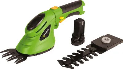 Produktbild von FIELDMANN FZN 4101-A AKU nůžky, indikátor nabití baterie, 2 lišty, snadná výměna, délka lišty na keře 110 mm, šířka lišty na trávu 80 mm, otočná hlava, 4 polohy