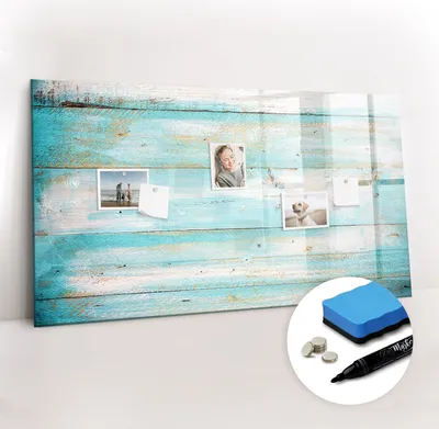 Produktbild von Magnetpinnwand Memoboard - Zubehörsatz - Schwarzer Marker + Schwamm + Magnete - 120 x 60 cm - Blaue Tafeln