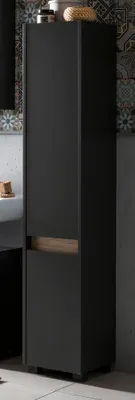 Produktbild von Hochschrank CORATO-80 in Anthrazit mit Absetzung in Wildeiche Nb., B/H/T: ca. 30,2/164,5/33 cm