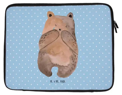 Produktbild von Mr. & Mrs. Panda Laptop Sleeve Bär Verlust 33 x 42 cm - Blau Pastell - Geschenk, Laptoptasche, Laptophülle, Notebooktasche, Hülle, Teddy, Tasche