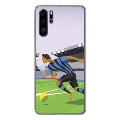 Produktbild von MuchoWow® Handyhülle Schutzhülle Hülle für Huawei P30 Pro Eine Illustration von Spielern, die in einem Stadion Fußball spielen - Junge - Mädchen - Kinder Silikon Softcase Handy Hülle - Schutzdeckel