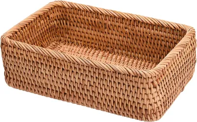 Immagine prodotto di Cesto portaoggetti rettangolare, in rattan, dimensioni 25x17x8 cm, ideale per la cucina