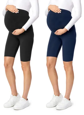 Produktbild von Be Mammy Kurze Umstandsleggings aus Viskose BE-04 2er Pack (Schwarz/Dunkelblau(2Pack), S)