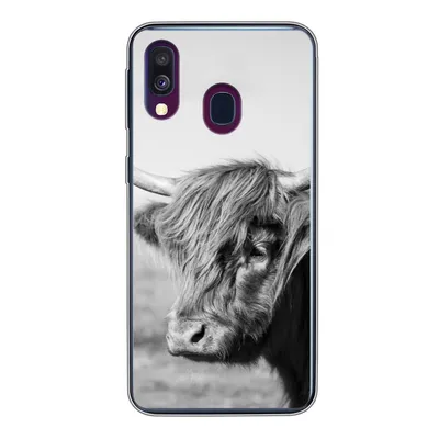 Produktbild von MuchoWow® Handyhülle Schutzhülle Hülle für Samsung Galaxy A40 Schottischer Highlander - Tiere - Schwarz - Weiß Silikon Softcase Handy Hülle - Handy-Tasche