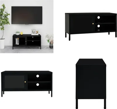 Immagine prodotto di vidaXL Mobile TV nero 90x30x44 cm in acciaio e vetro - Mobile TV - Mobili TV - Porta TV - Porta TV