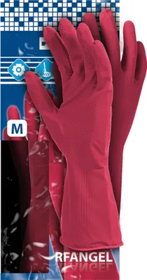 Produktbild von Gummihandschuhe aus Latex, flockiert rosa M
