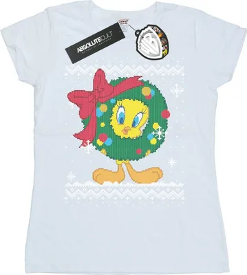 Produktbild von Looney Tunes - "Tweety Pie Christmas Fair Isle" T-Shirt für Damen BI27043 (XL) (Weiß)