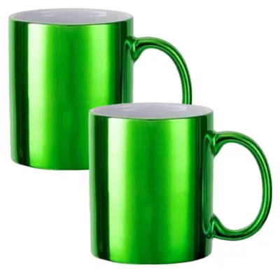 Produktbild von Plottermarie Sublimationsrohlinge Sublimations-Tassen für personalisierte Geschenkideen – Sublimationsrohlinge, Fotogeschenke, Personalisierung & DIY Glanz Tassen Subli Green 2er Set