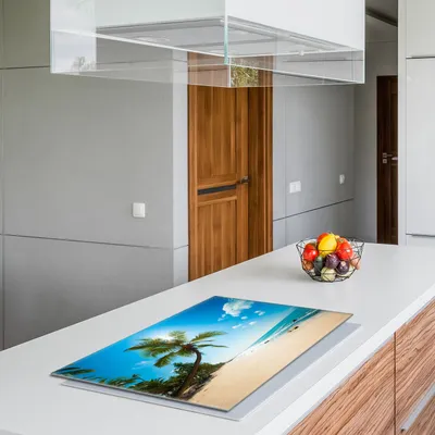 Obrázok produktu pre Sklenený ochranný kryt na varnú dosku 80x52 Beach