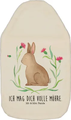 Produktbild von Mr. & Mrs. Panda Wärmekissen Hase Sitzen - Weiß - Geschenk, Ostergrüße, Flauschige Wärmflasche, Osterhase, Ostern, Liebe, gummi, mit Bezug, Plüsch, Frohe